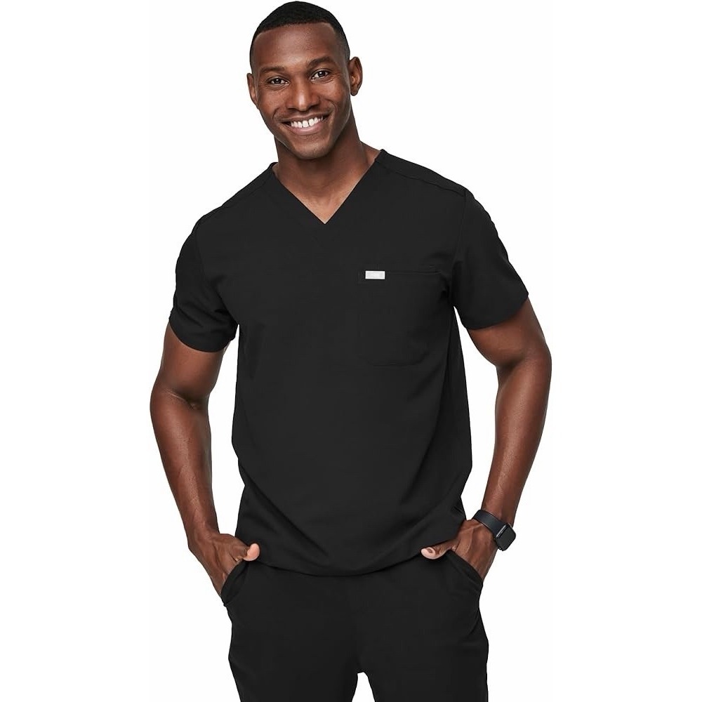 FIGS Technical Collection Black Scrub Top Mens XXL V Neck Medical Uniform
